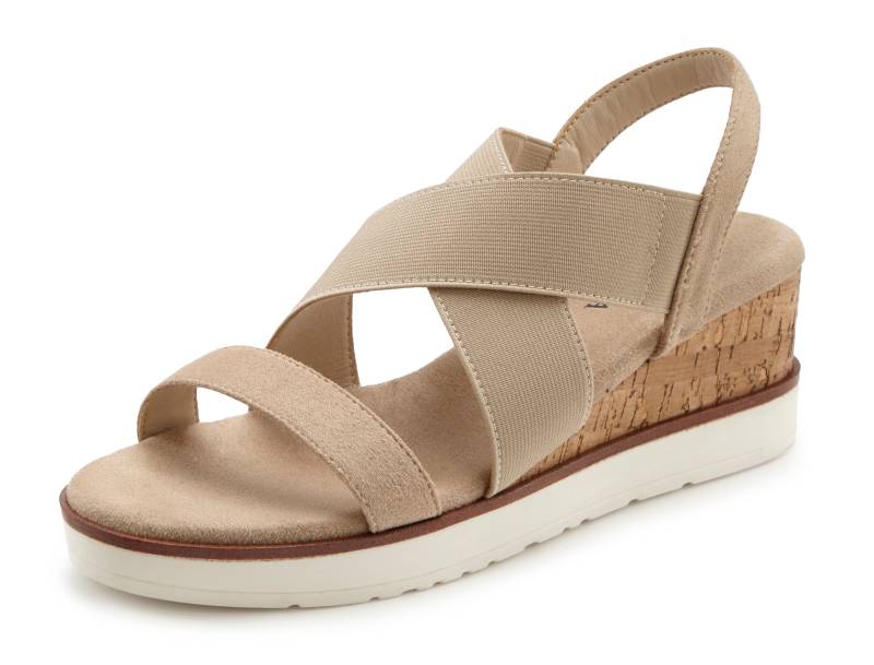 LASCANA Sandalette »Sommerschuh«, Sandale, Sommerschuh mit Keilabsatz und elastischen Riemen VEGAN von LASCANA