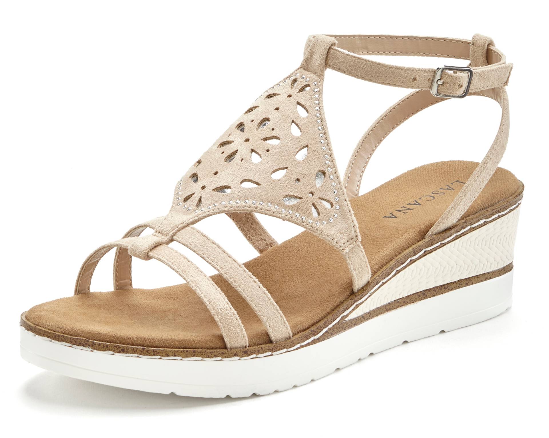 LASCANA Sandalette »Sommerschuh«, Sandalette, Sommerschuh mit Keilabsatz gepolsterter Innensohle VEGAN LASCANA Sandalette »Sommerschuh«, Sandalette, Sommerschuh mit Keilabsatz gepolsterter Innensohle VEGAN von LASCANA