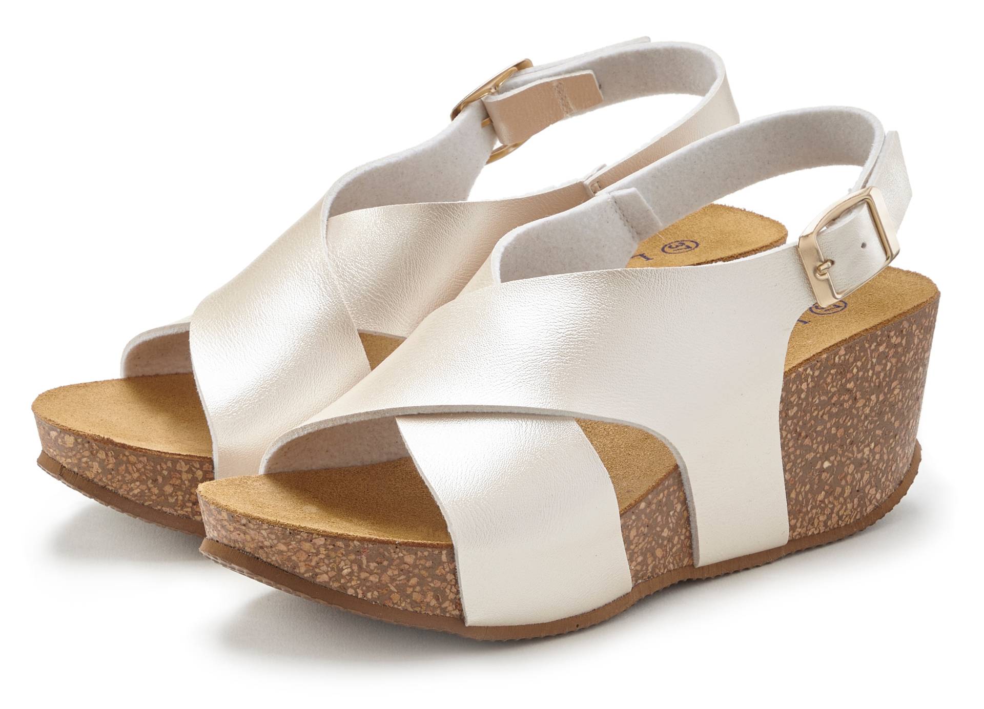 LASCANA Sandalette »Sommerschuh«, Sommerschuh mit Keilabsatz und Korkfussbett von LASCANA
