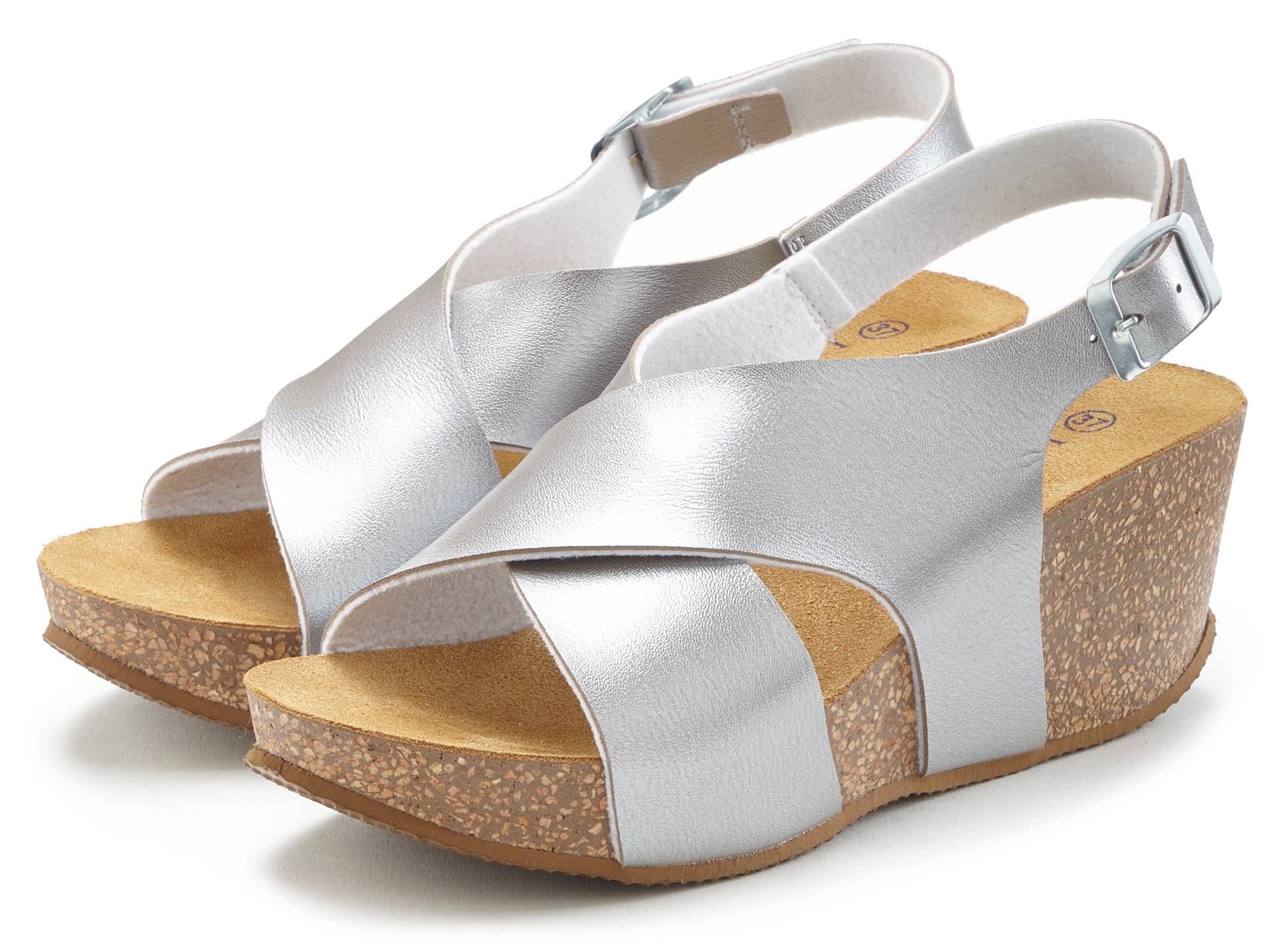 LASCANA Sandalette »Sommerschuh«, Sommerschuh mit Keilabsatz und Korkfussbett von LASCANA