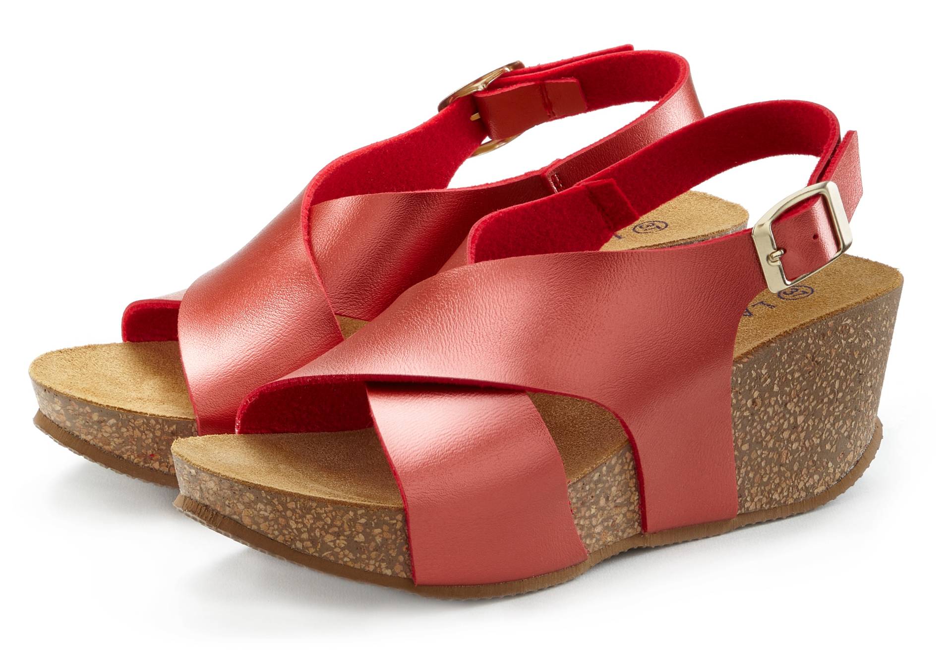 LASCANA Sandalette »Sommerschuh«, Sommerschuh mit Keilabsatz und Korkfussbett von LASCANA