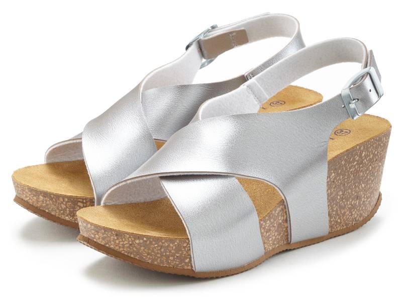 LASCANA Sandalette »Sommerschuh«, Sommerschuh mit Keilabsatz und Korkfussbett von LASCANA