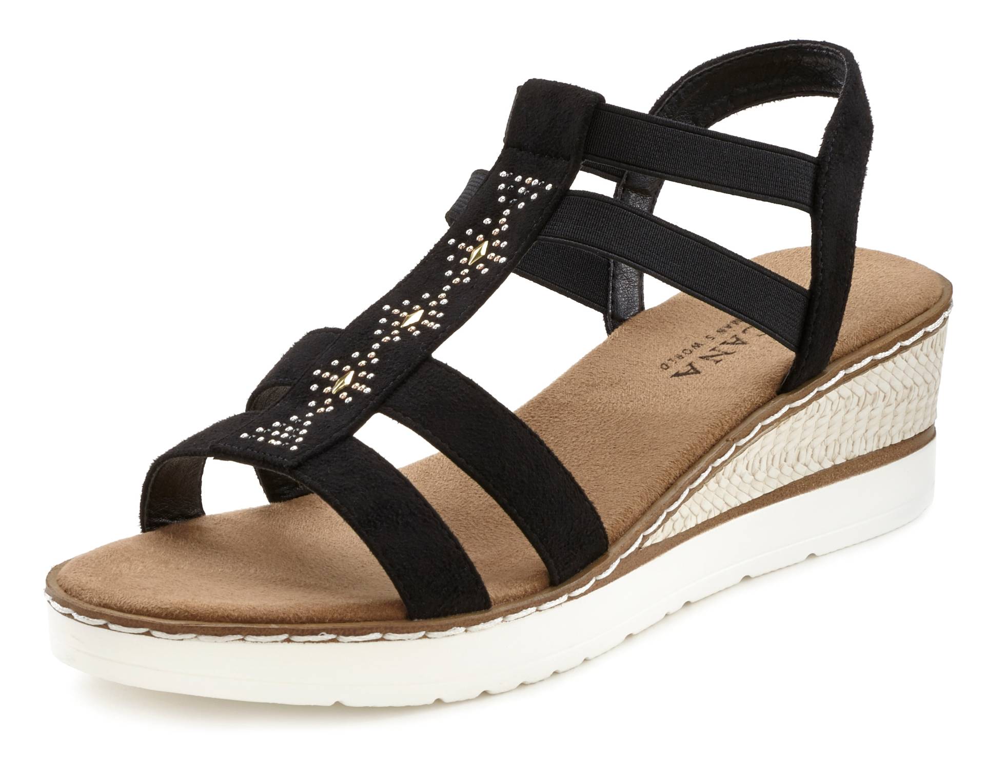 LASCANA Sandalette »Sommerschuh«, Sandalette, Sommerschuh mit Keilabsatz und Schmucksteinen VEGAN LASCANA Sandalette »Sommerschuh«, Sandalette, Sommerschuh mit Keilabsatz und Schmucksteinen VEGAN von LASCANA