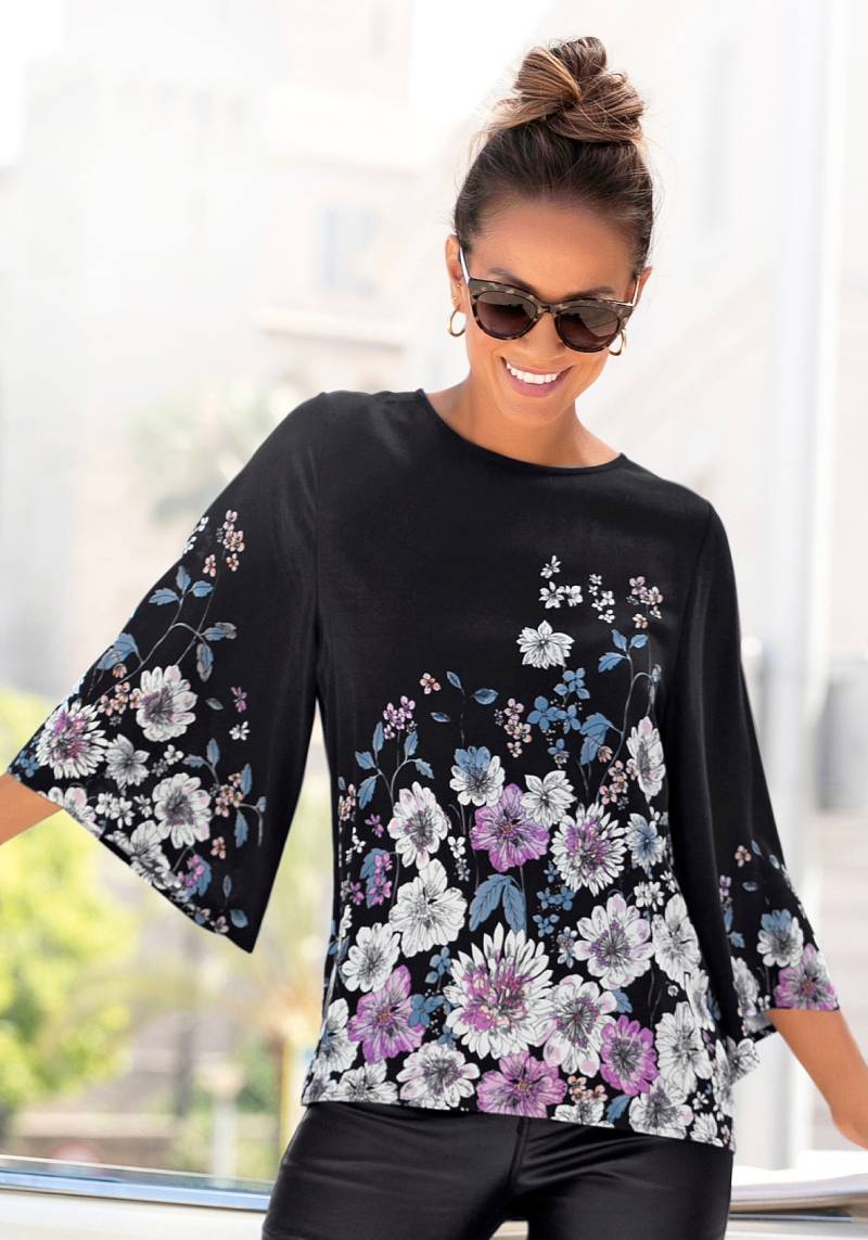 LASCANA Schlupfbluse, mit Blumenprint und Trompetenärmeln, Blusenshirt, casual von LASCANA