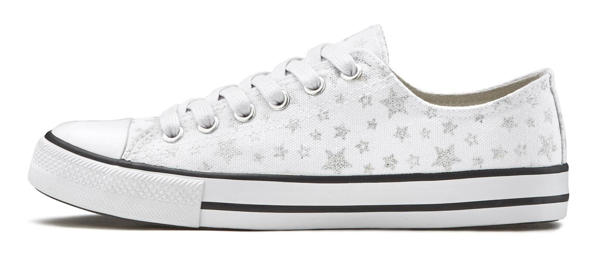 LASCANA Sneaker, mit Sternenprint in Glitzer-Optik, Freizeitschuh, Schnürhalbschuh von LASCANA