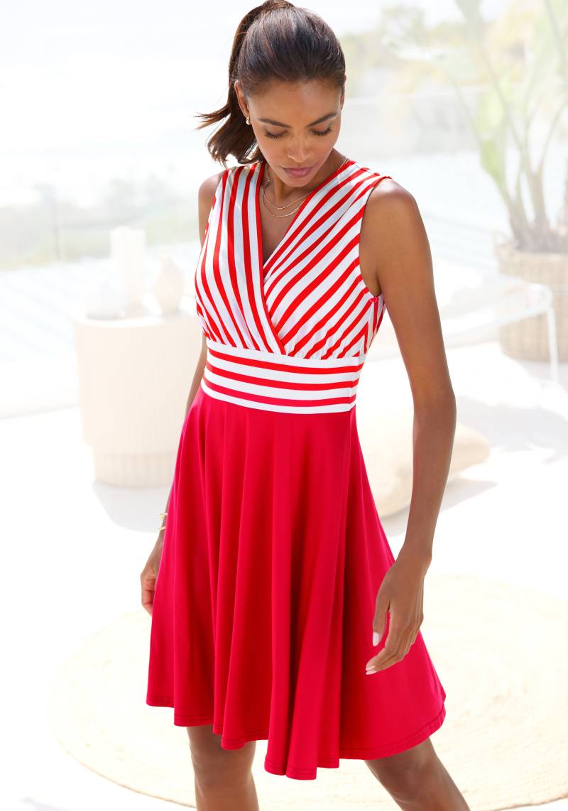 LASCANA Sommerkleid, in Wickeloptik, Strandkleid, maritim von LASCANA