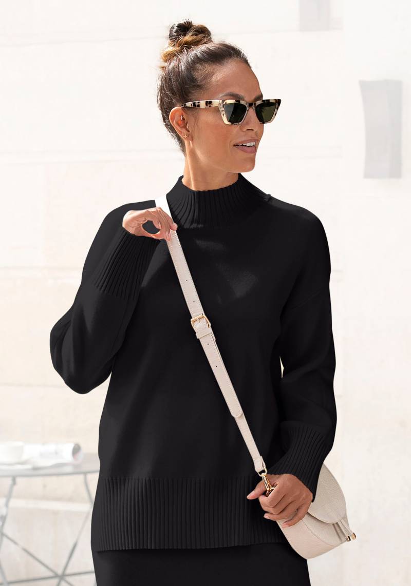 LASCANA Stehkragenpullover, mit breiten Abschlüssen, klassischer Strickpullover von LASCANA