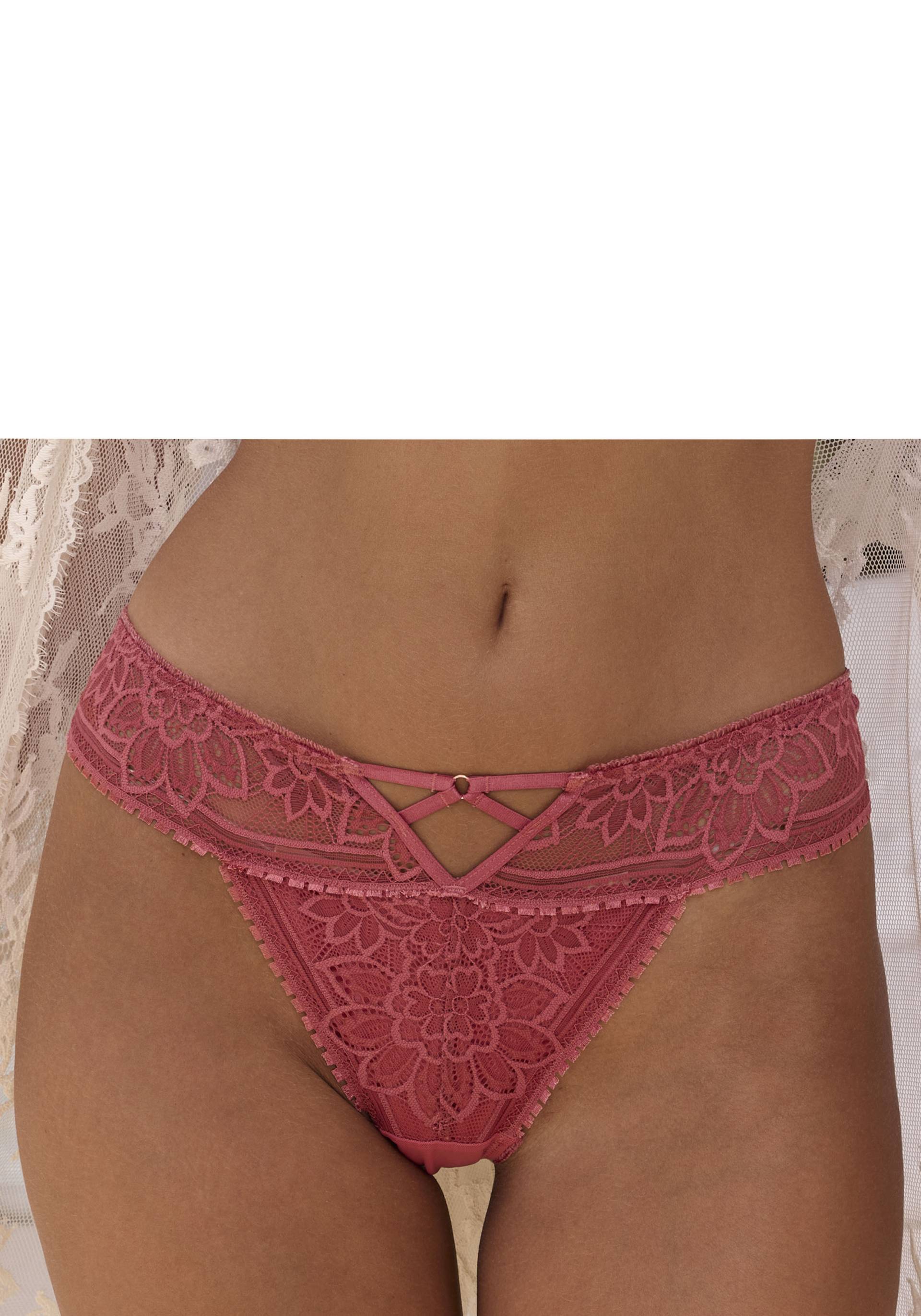 LASCANA String, mit edlem Cut-Out aus floraler Jacquardspitze von LASCANA