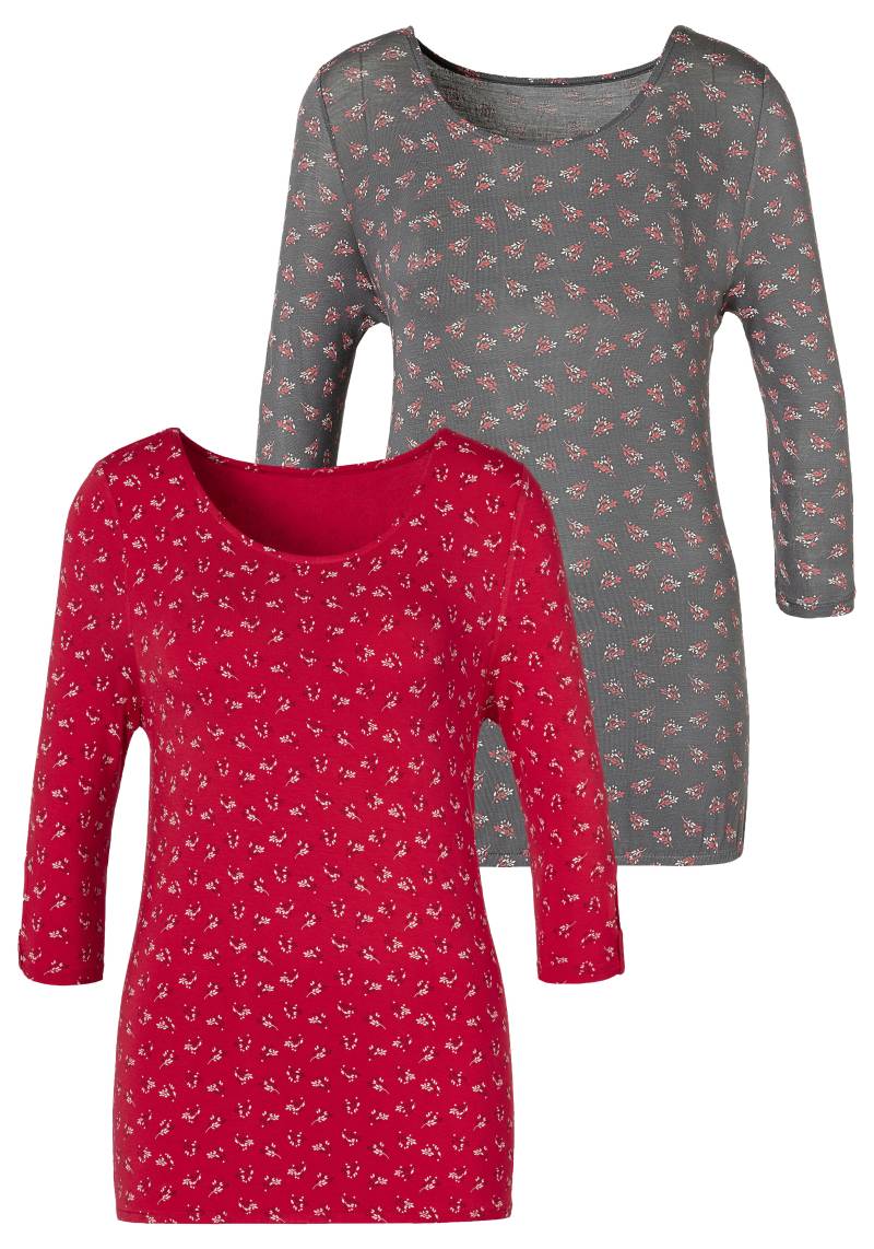 LASCANA 3/4-Arm-Shirt »mit kleinem Cut-Out am Ärmelsaum«, (2er-Pack), aus weichem Viskose-Stretch von LASCANA