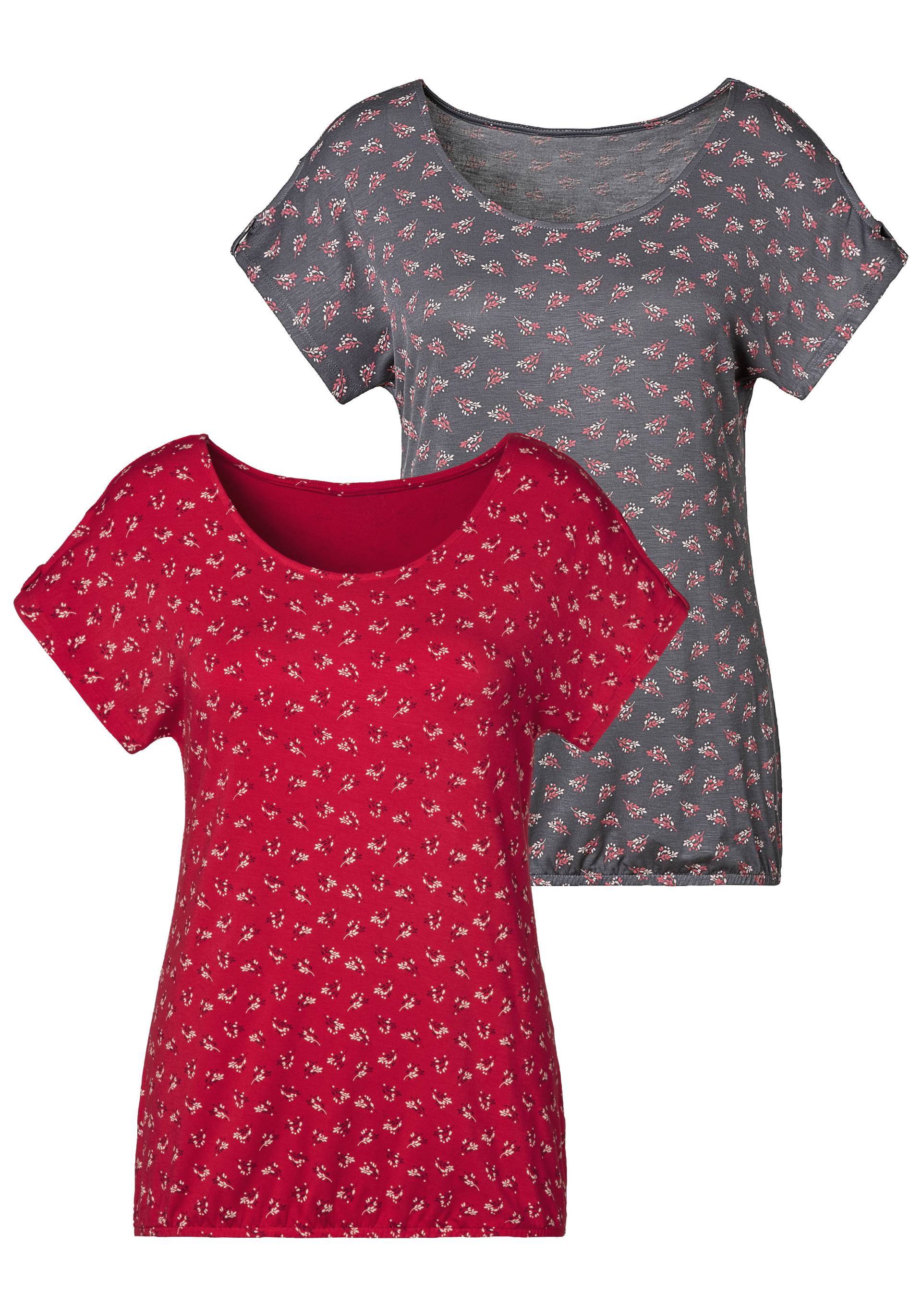 LASCANA T-Shirt »mit kleinem Cut-Out am Ärmel«, (2er-Pack), aus weichem Viskose-Stretch von LASCANA