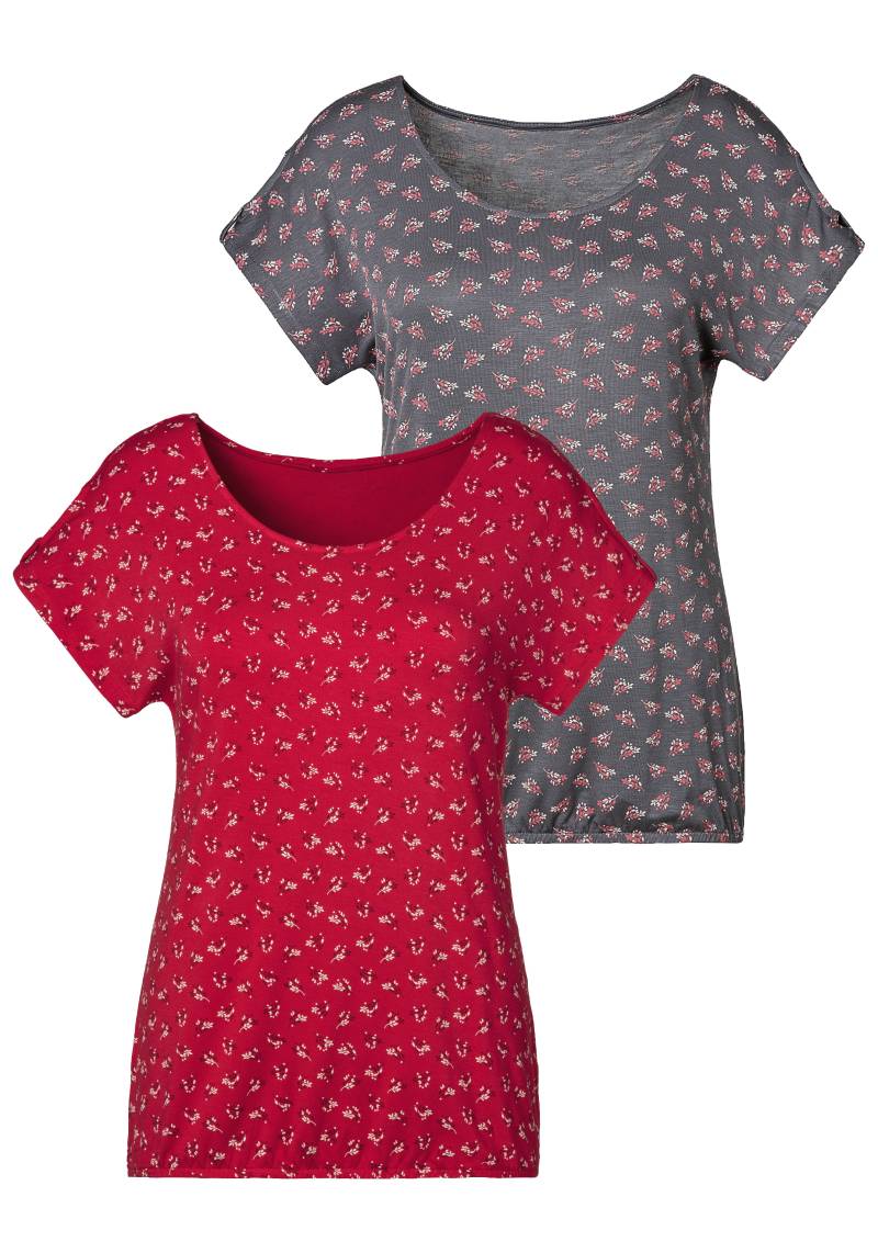 LASCANA T-Shirt »mit kleinem Cut-Out am Ärmel«, (2er-Pack), aus weichem Viskose-Stretch von LASCANA