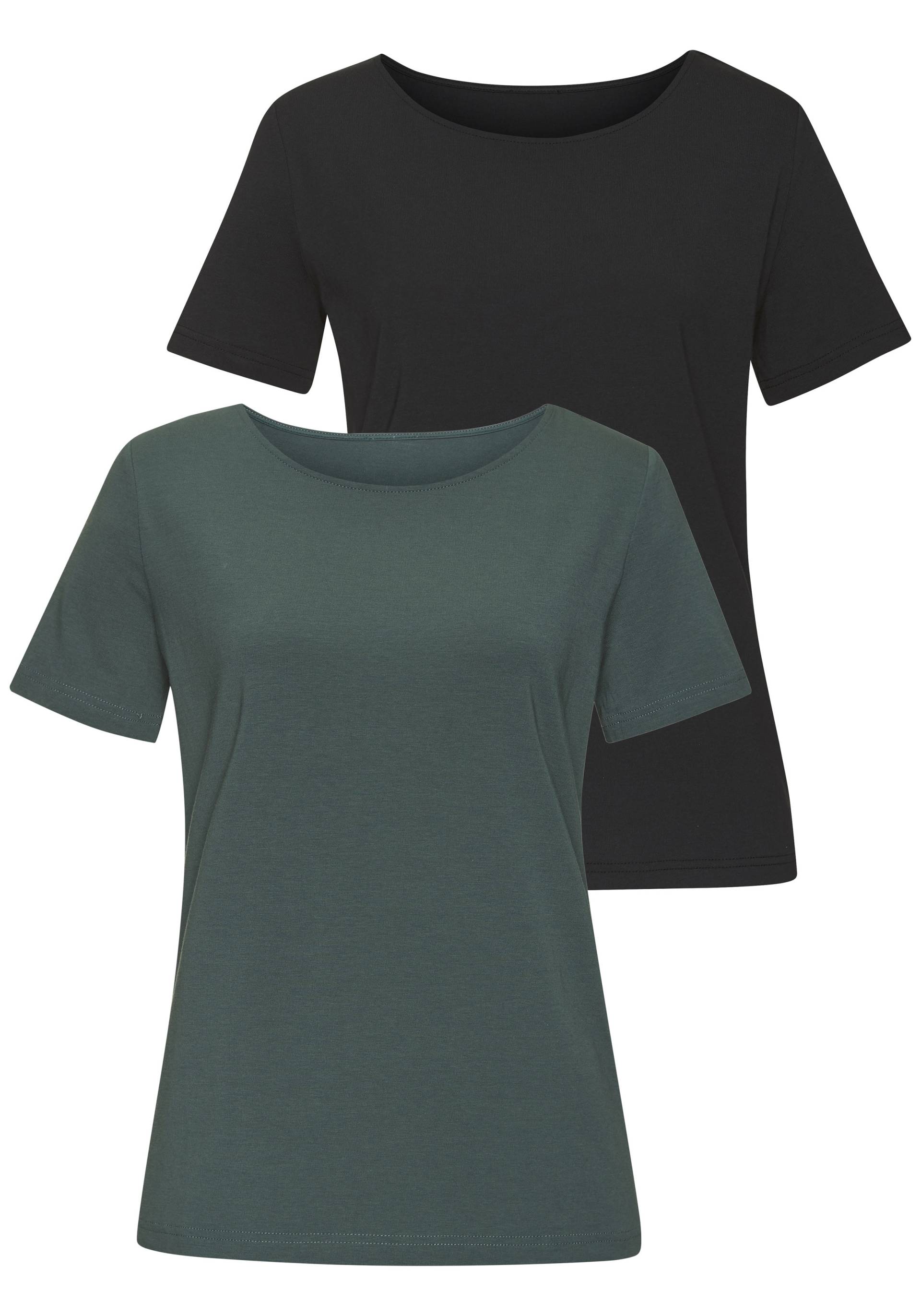 LASCANA T-Shirt »mit Rundhals-Ausschnitt«, (2er-Pack), aus elastischer Baumwoll-Modal-Qualität von LASCANA
