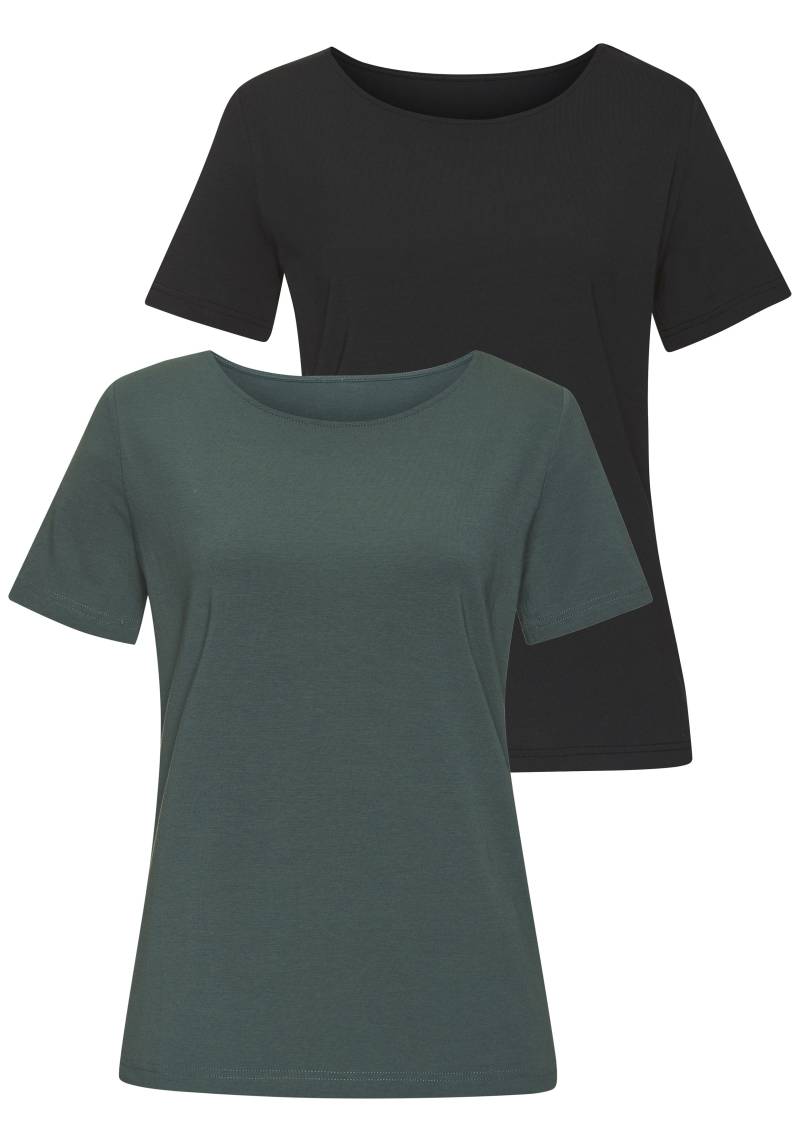 LASCANA T-Shirt »mit Rundhals-Ausschnitt«, (2er-Pack), aus elastischer Baumwoll-Modal-Qualität von LASCANA