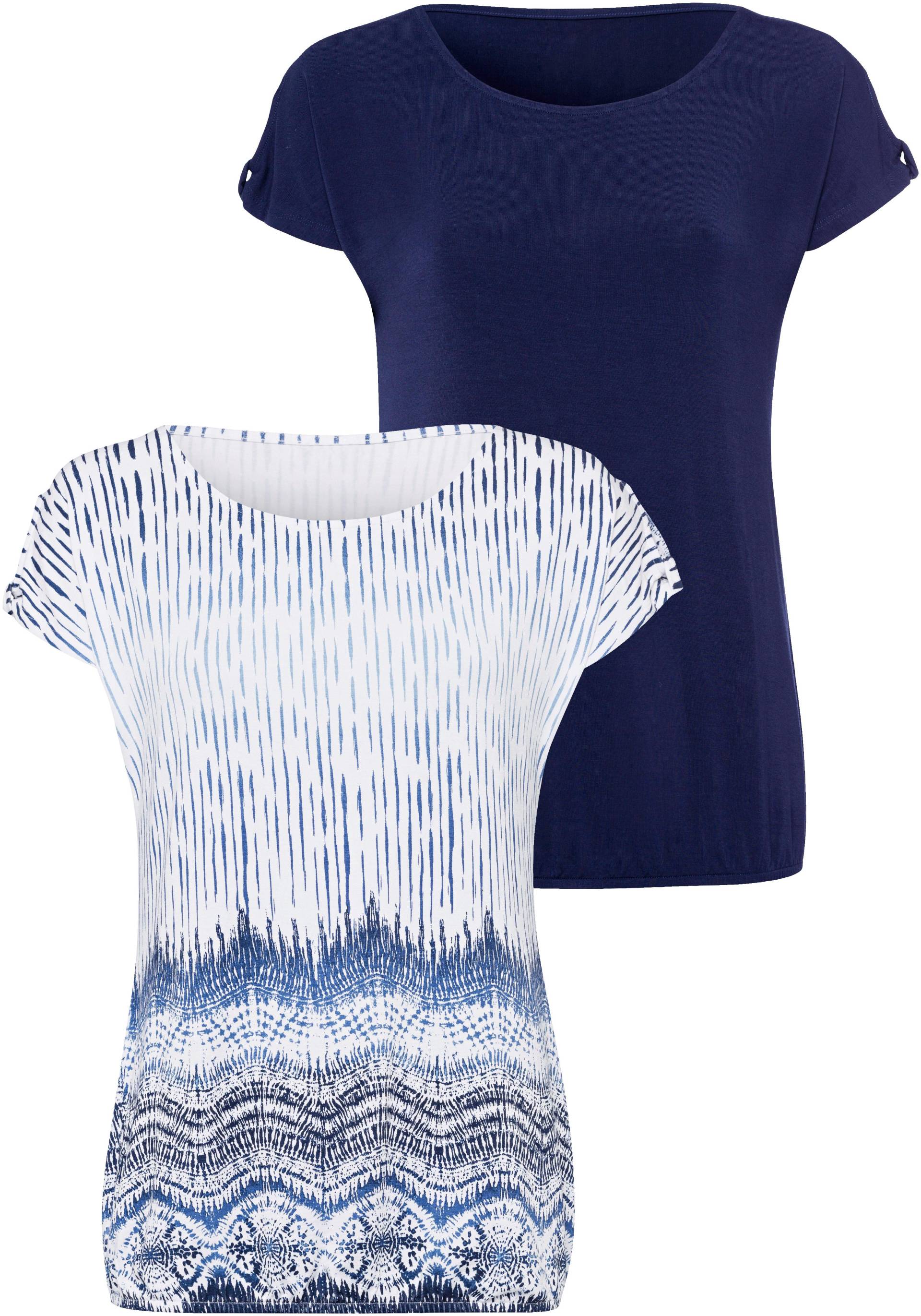 LASCANA T-Shirt »mit kleinem Cut-Out am Ärmel«, (2er-Pack), aus weichem Viskose-Stretch von LASCANA