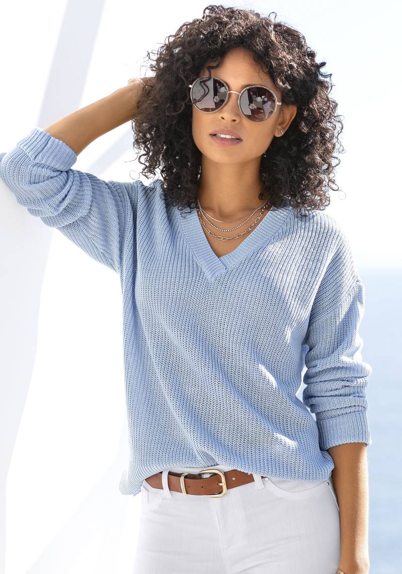 LASCANA V-Ausschnitt-Pullover, aus weichem Strick, bequemer Damenpullover von LASCANA