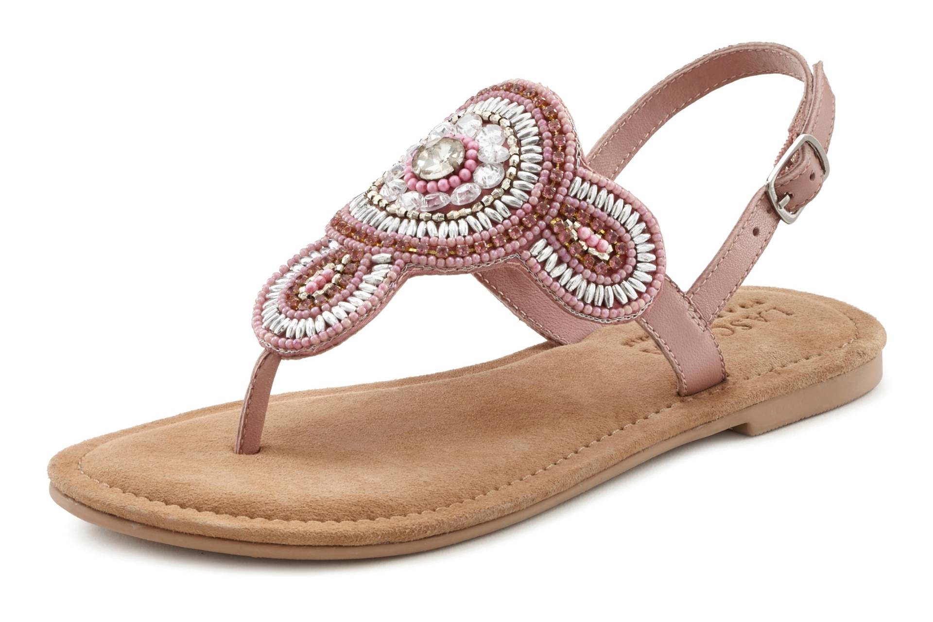 LASCANA Zehentrenner, Sandale, Pantolette in Glitzer-Optik und softer Lederinnensohle LASCANA Zehentrenner, Sandale, Pantolette in Glitzer-Optik und softer Lederinnensohle von LASCANA