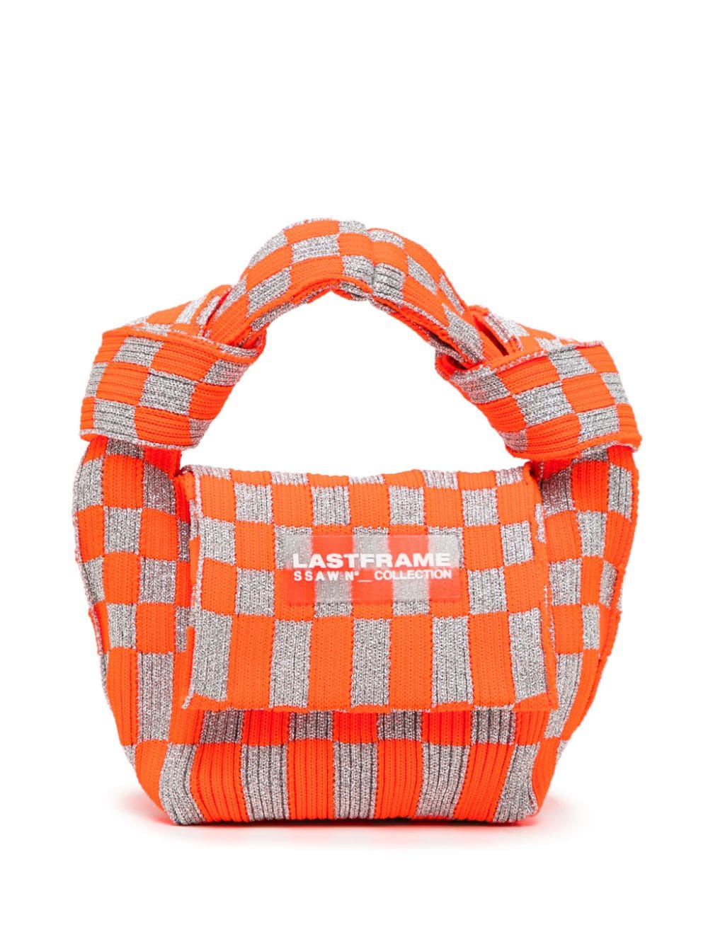 LASTFRAME Ichimatsu Obi knitted tote bag - Orange von LASTFRAME