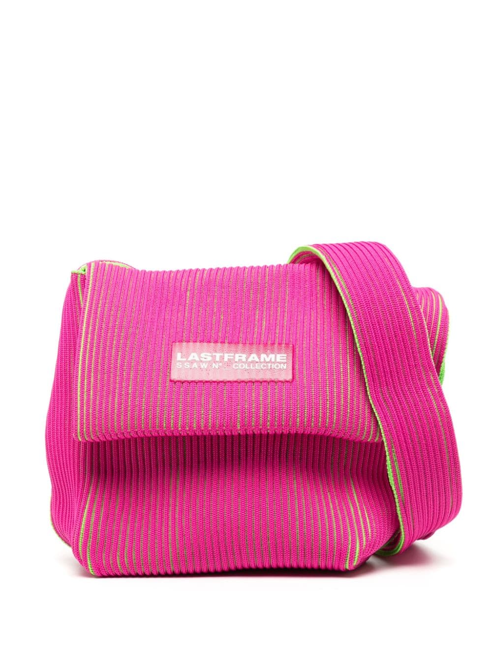 LASTFRAME Tie ribbed-knit crossbody bag - Pink von LASTFRAME