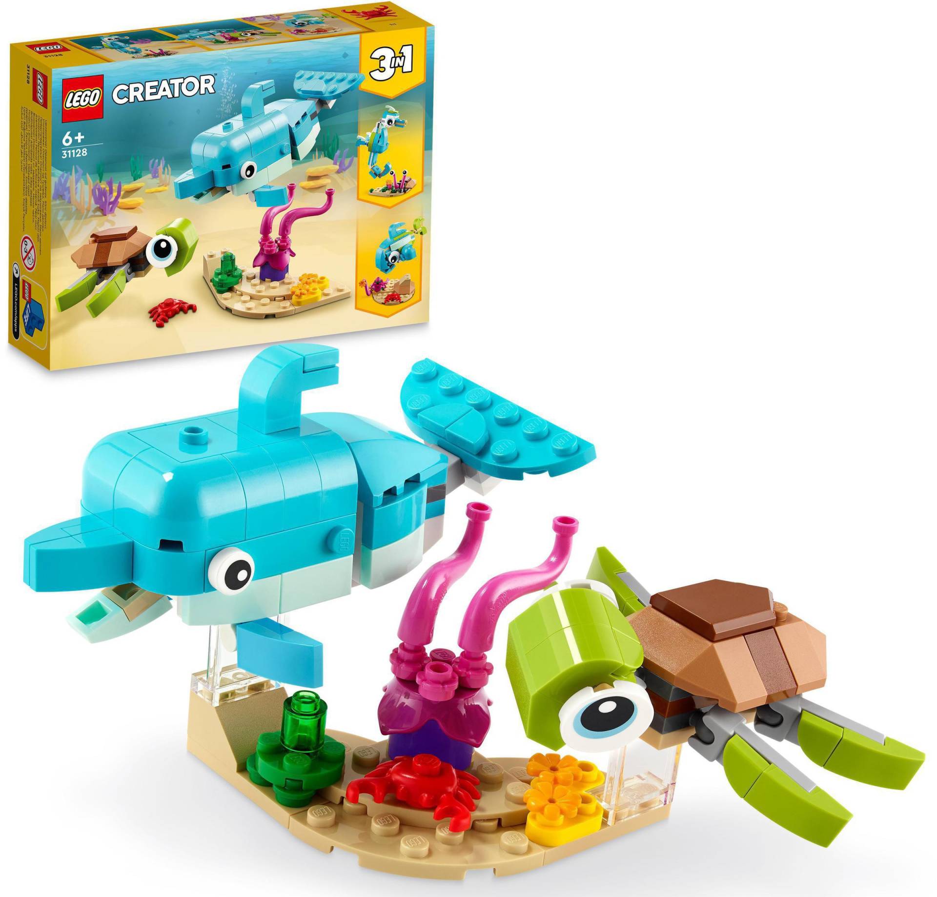 LEGO® Konstruktionsspielsteine »Delfin und Schildkröte (31128), LEGO® Creator 3in1«, (137 St.) von lego®