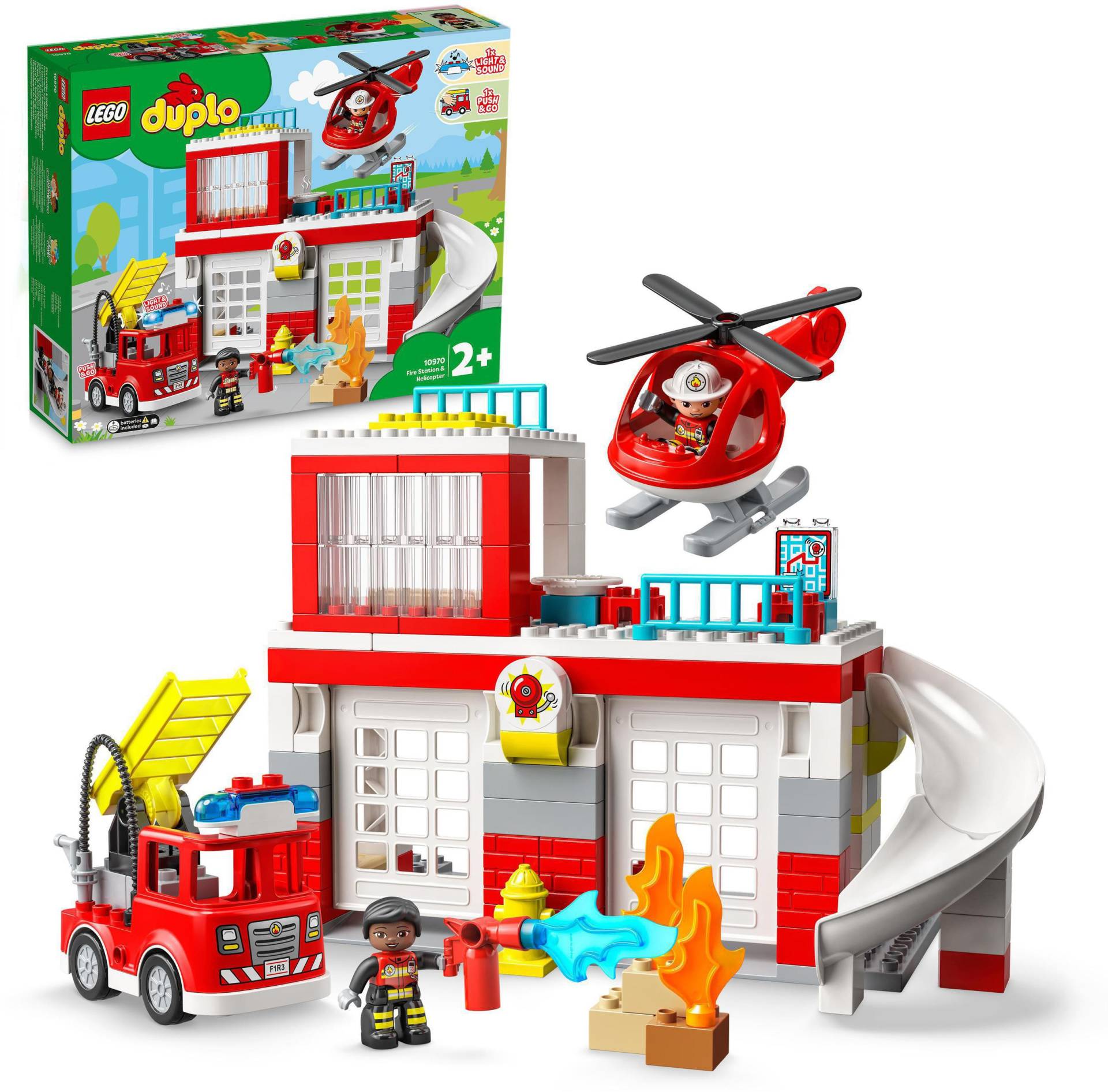 LEGO® Konstruktionsspielsteine »Feuerwehrwache mit Hubschrauber (10970), LEGO® DUPLO«, (117 St.) von lego®