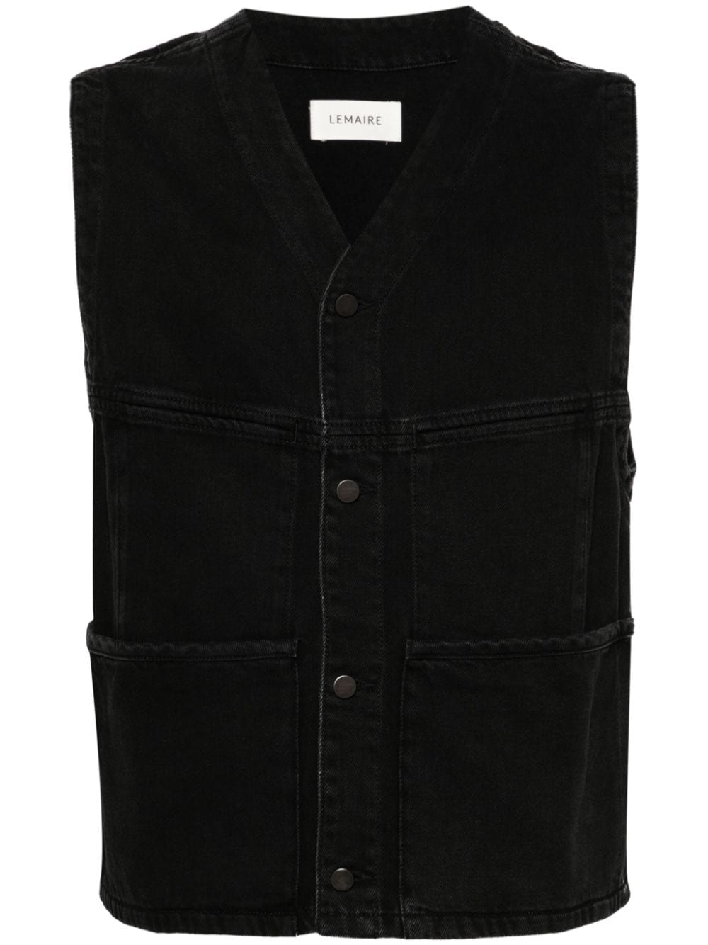 LEMAIRE V-neck sleeveless denim gilet - Black von LEMAIRE