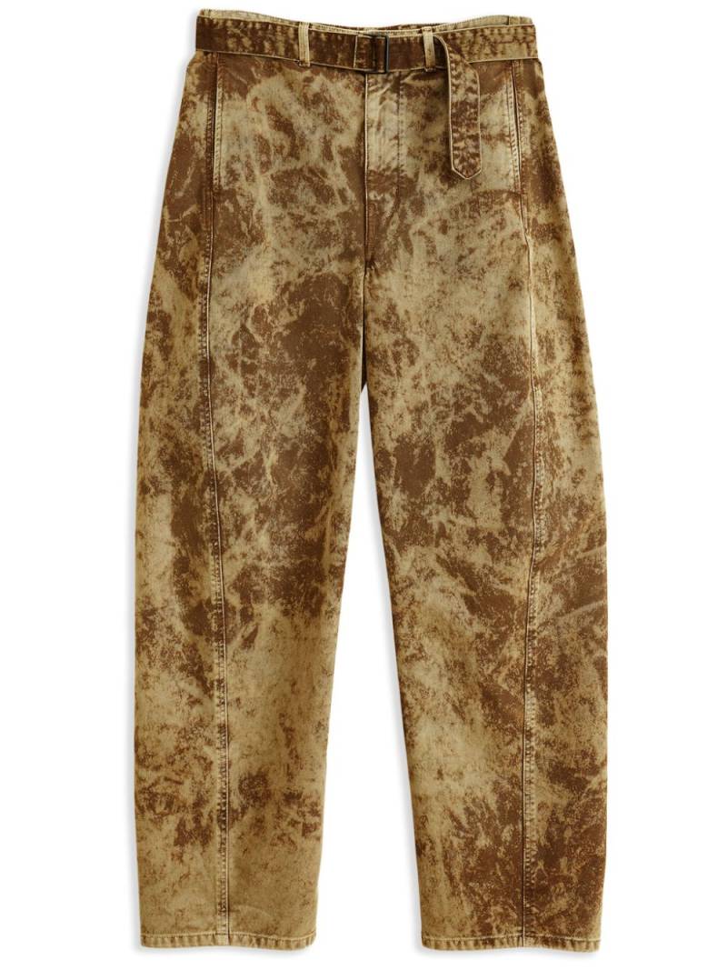 LEMAIRE acid-wash belted cotton trousers - Brown von LEMAIRE