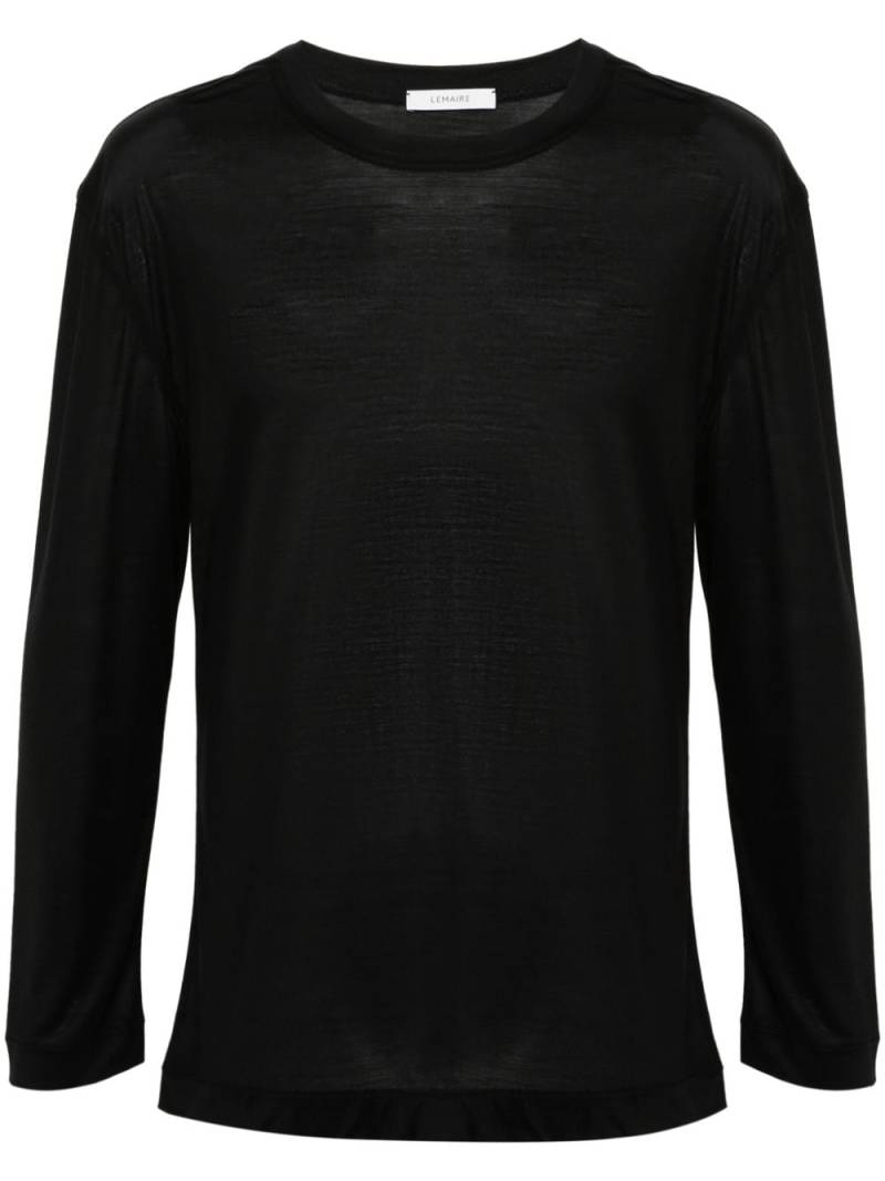 LEMAIRE longsleeved silk jersey top - Black von LEMAIRE