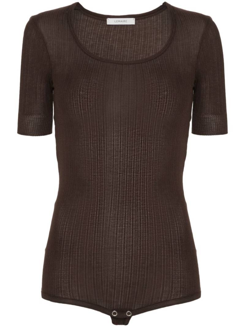 LEMAIRE ribbed shortsleeved bodysuit - Brown von LEMAIRE