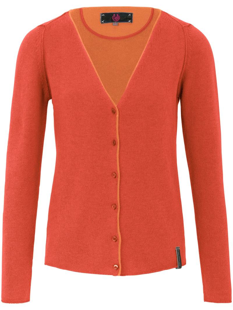 Cardigan aus 100% Schurwolle LAMBSWOOL LIEBLINGSSTÜCK orange Größe: 46 von LIEBLINGSSTÜCK