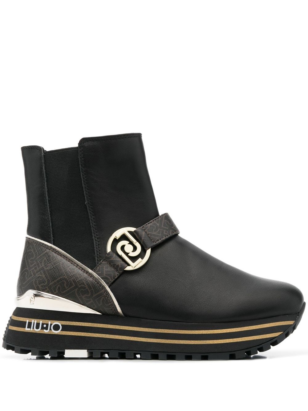 LIU JO Maxi Wonder leather ankle boots - Black von LIU JO