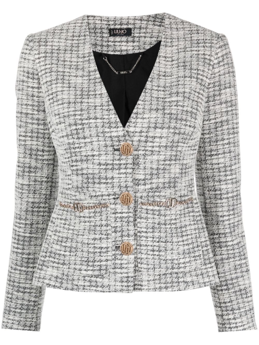 LIU JO V-neck tweed jacket - Grey von LIU JO