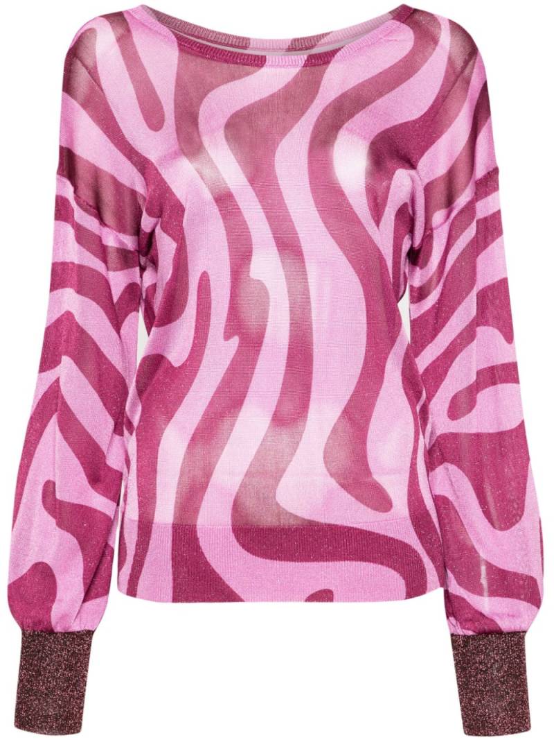 LIU JO abstract-pattern lurex-detailing jumper - Pink von LIU JO