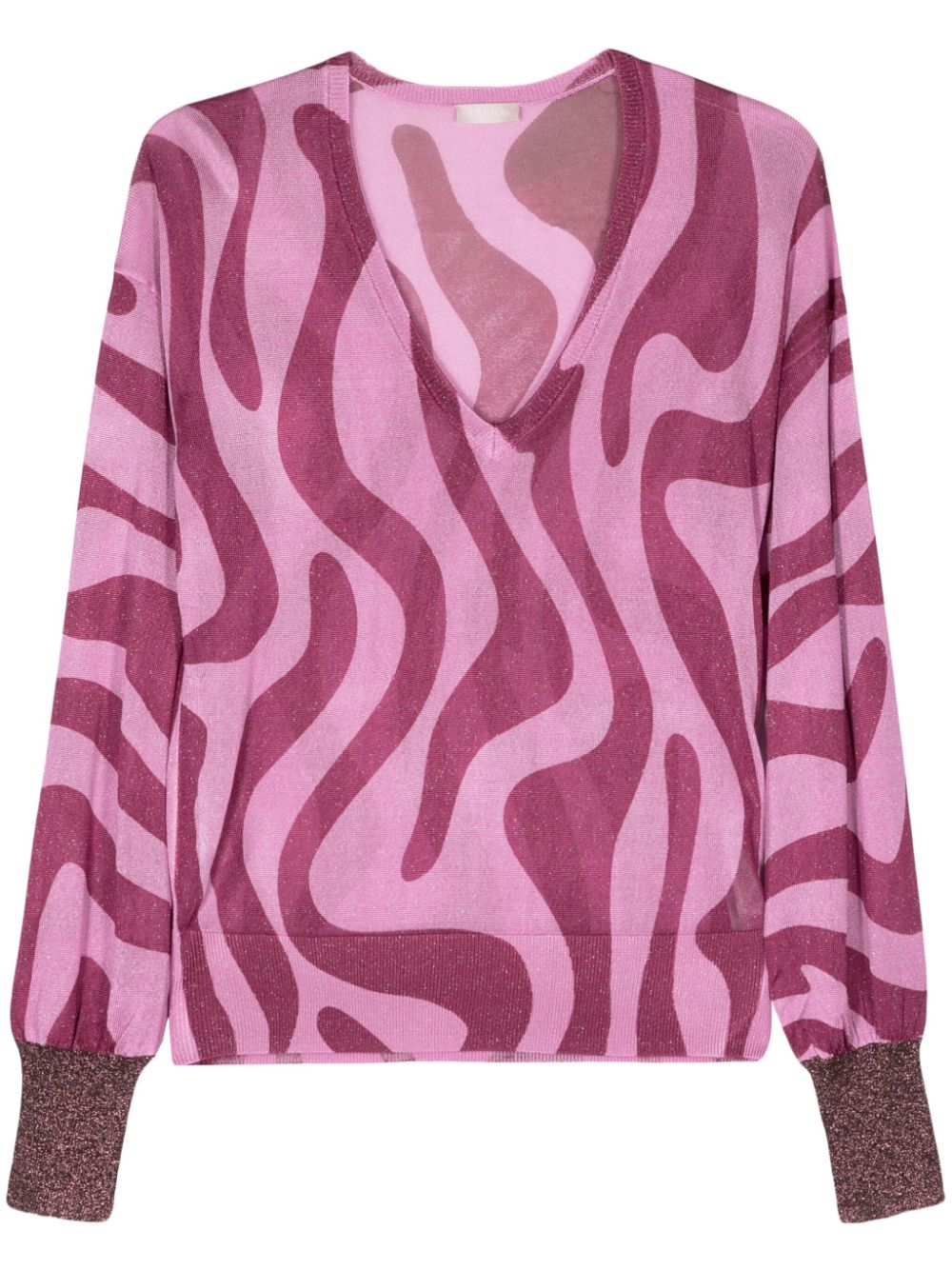 LIU JO abstract-pattern lurex-detailing jumper - Pink von LIU JO
