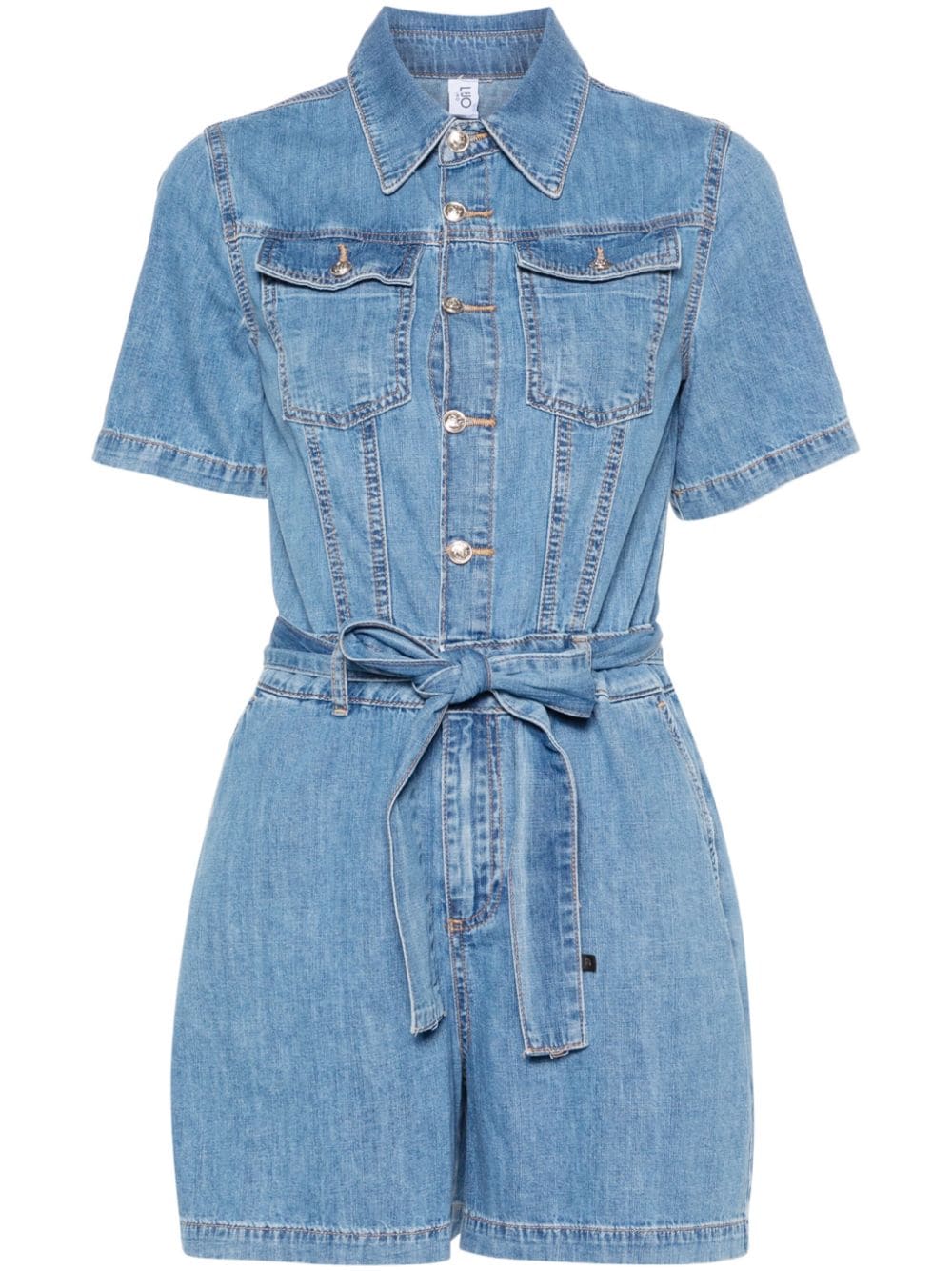 LIU JO belted denim playsuit - Blue von LIU JO