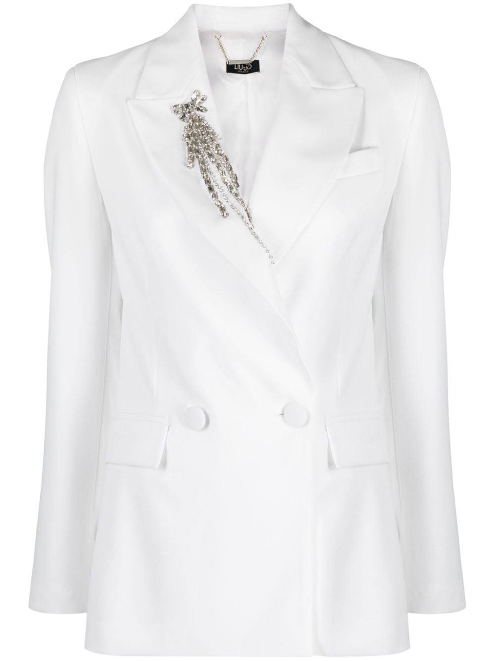LIU JO brooch-detail double-breasted blazer - White von LIU JO