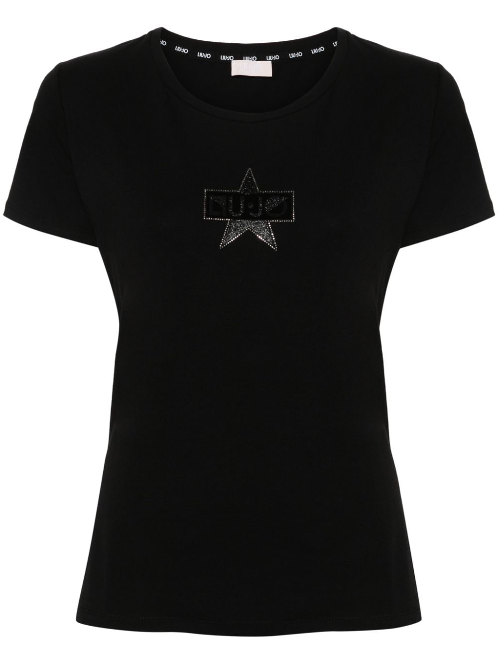 LIU JO crystal-embellished logo-tape T-shirt - Black von LIU JO