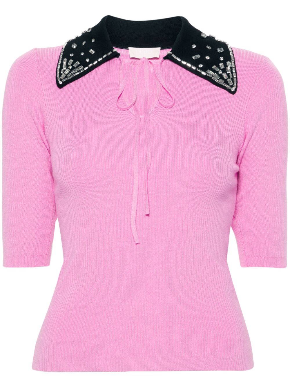 LIU JO crystal-embellished ribbed-knit top - Pink von LIU JO