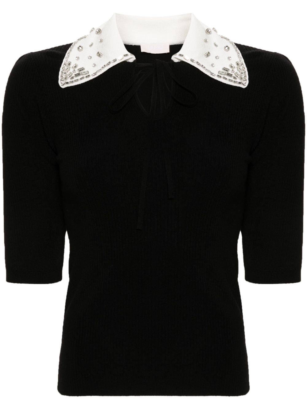 LIU JO crystal-embellished ribbed top - Black von LIU JO