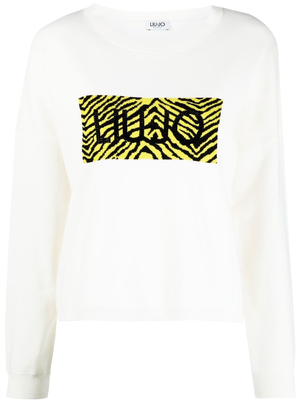LIU JO crystal-logo zebra-print jumper - White von LIU JO