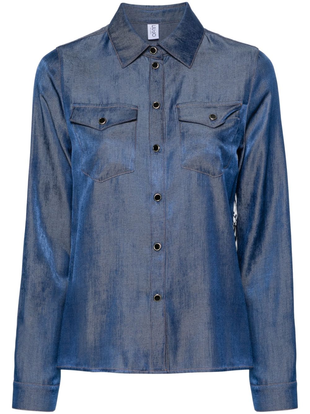 LIU JO denim-effect satin shirt - Blue von LIU JO