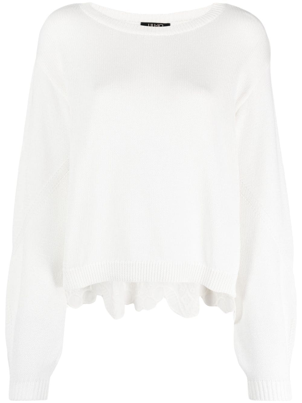 LIU JO embroidered-panel cotton jumper - White von LIU JO