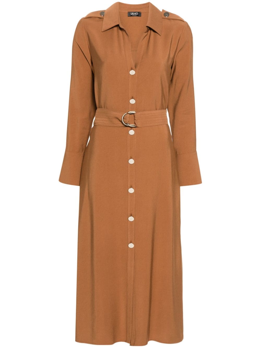 LIU JO epaulette-detail belted midi dress - Brown von LIU JO