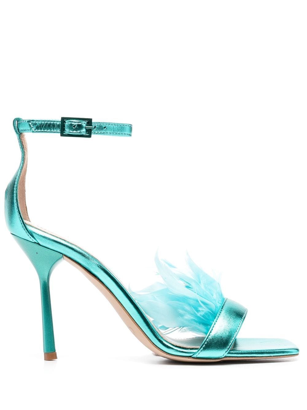 LIU JO feather-detailed 100mm heel sandals - Blue von LIU JO