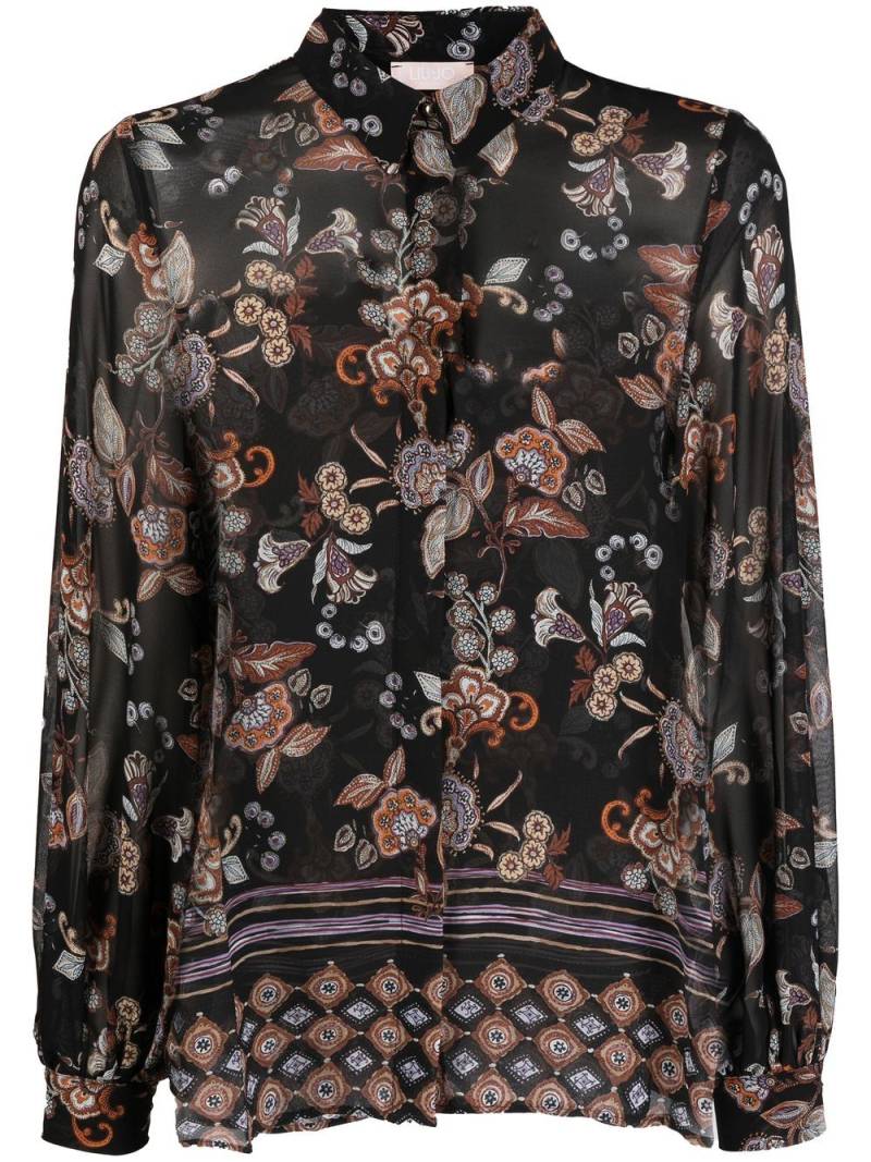 LIU JO floral-print long-sleeved shirt - Black von LIU JO