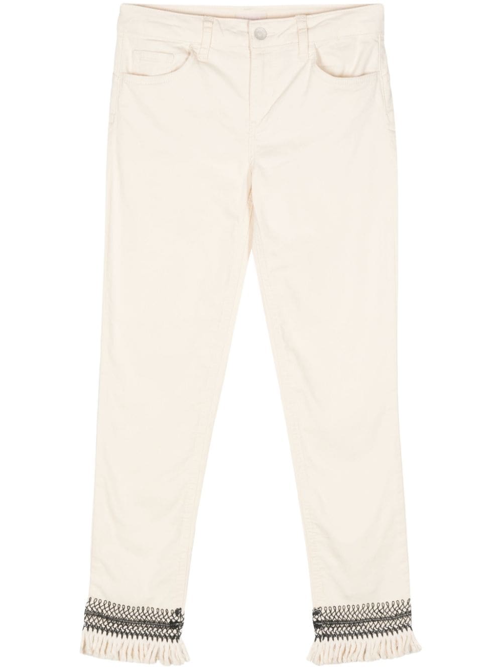 LIU JO fringed cotton jeans - Neutrals von LIU JO