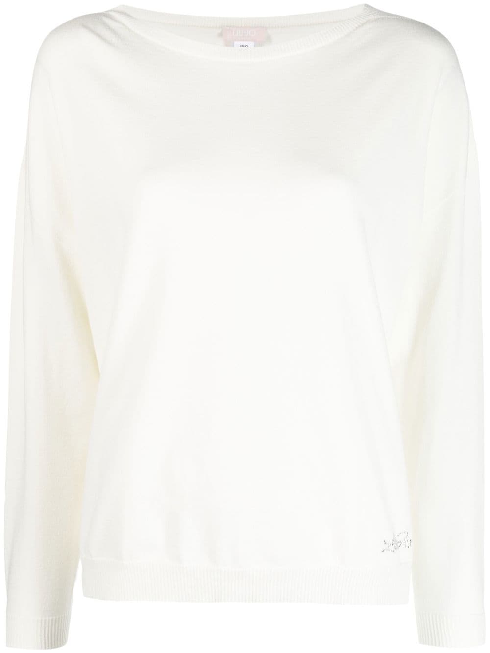 LIU JO gem-logo boat neck jumper - White von LIU JO