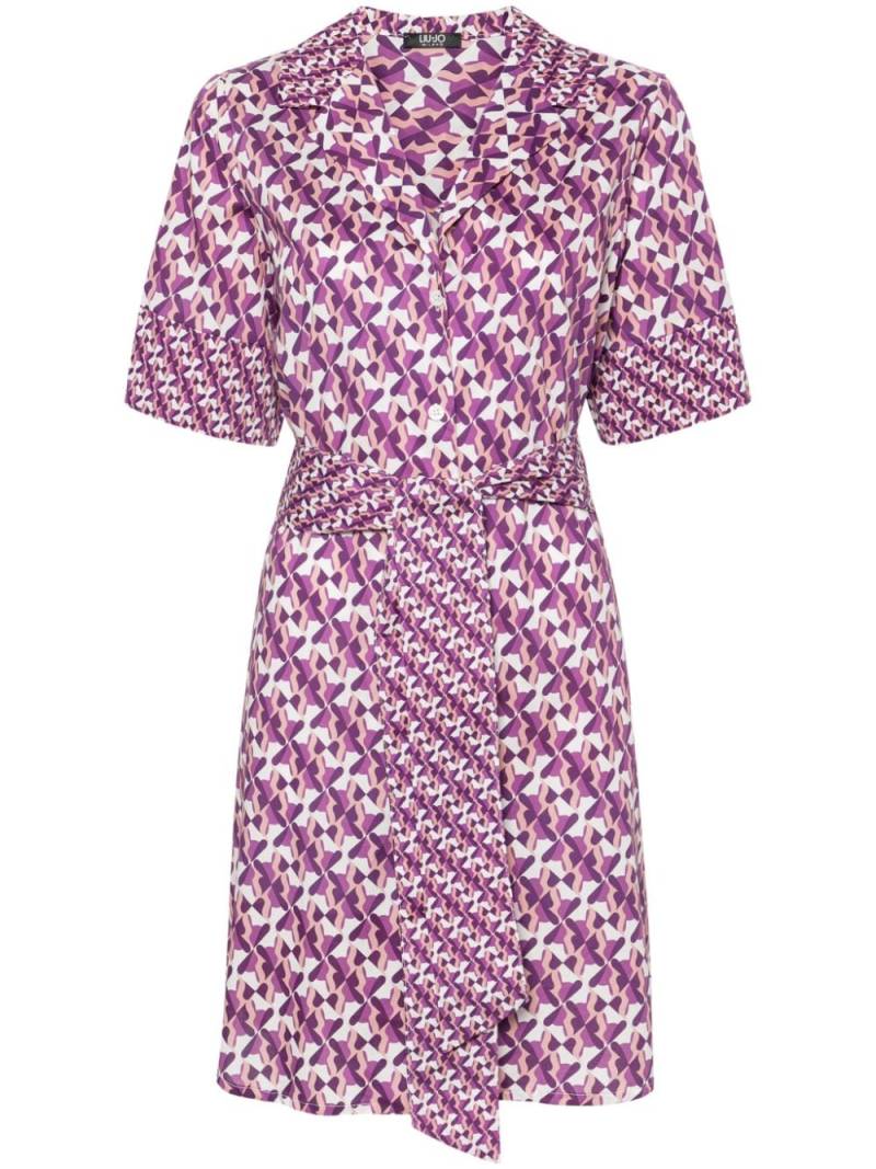 LIU JO geometric-print belted shirtdress - Pink von LIU JO