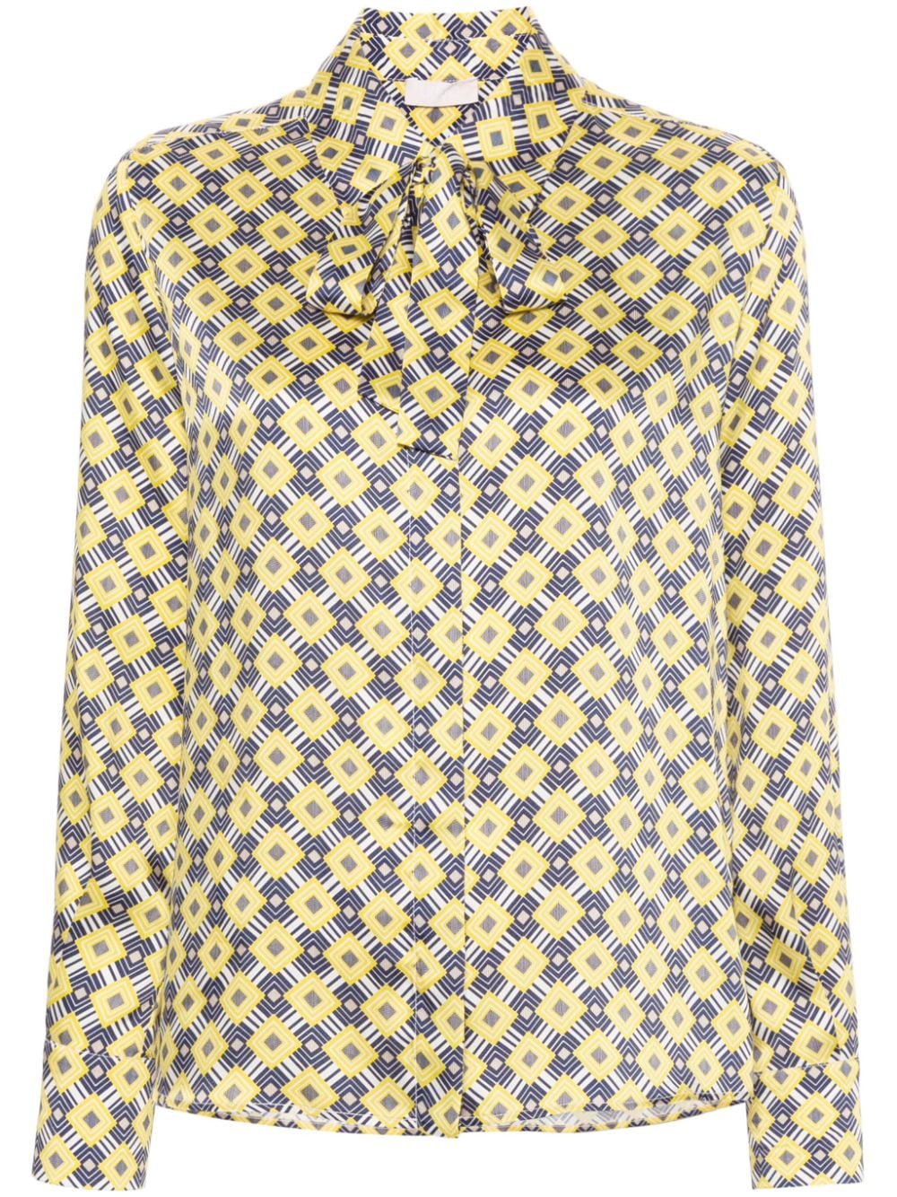 LIU JO geometricprint pussy-bow blouse - Blue von LIU JO