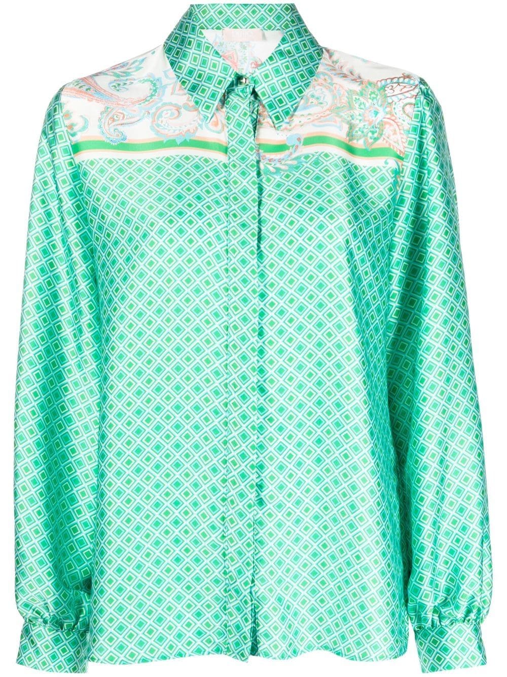 LIU JO graphic-print balloon-sleeve shirt - Green von LIU JO