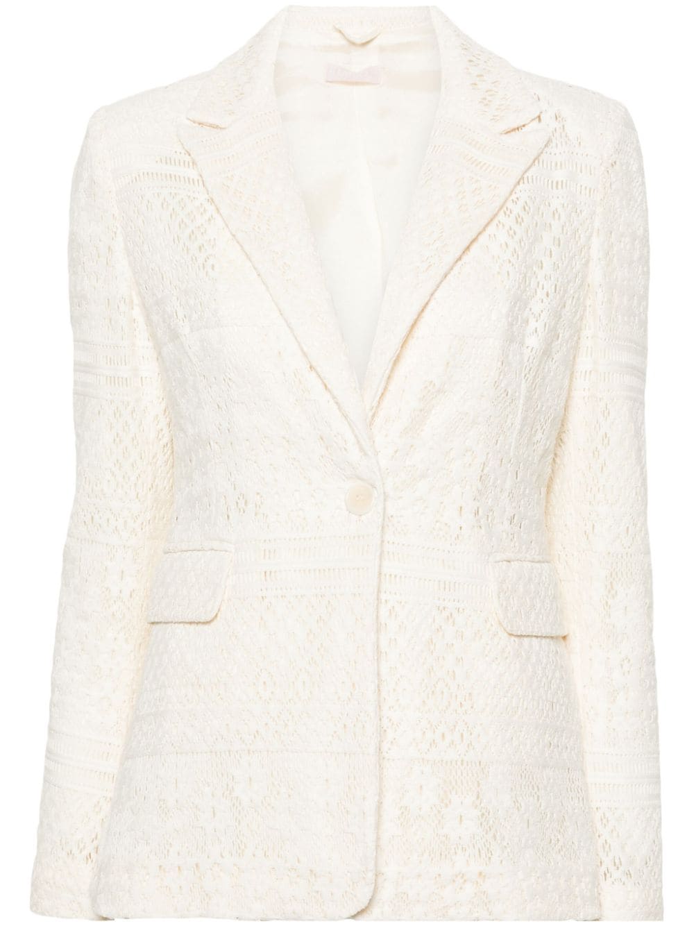 LIU JO knitted-overlay single-breasted blazer - Neutrals von LIU JO